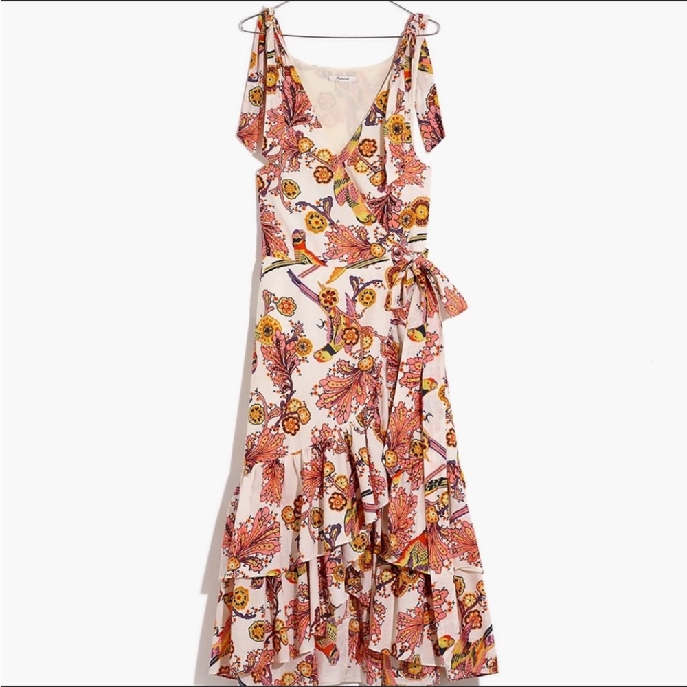 NWT Madewell x Banjanan Bird Print Midi Wrap Dress